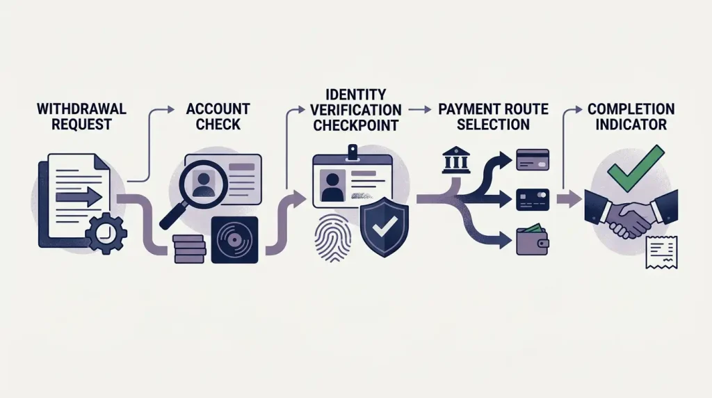 Generic withdrawal flow from request through account checks and payment route